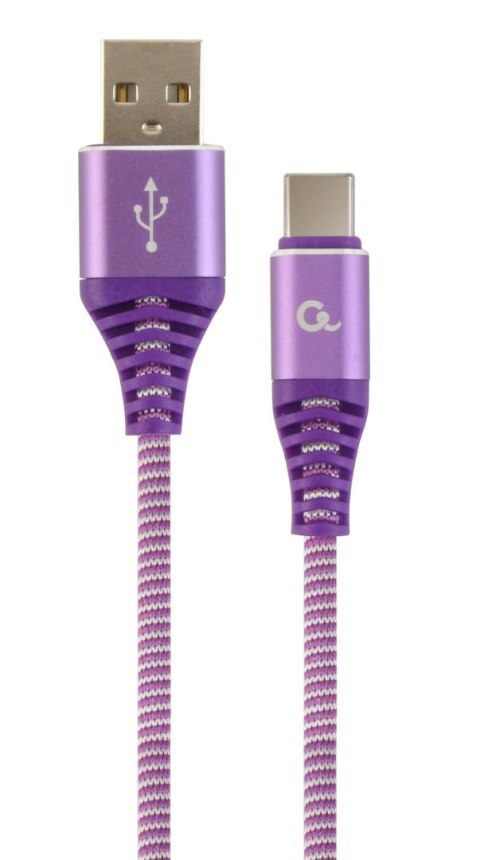 Kabel USB 2.0 - typ C (AM/CM) oplot tekstylny 1m purpurowo-biały Gembird Gembird