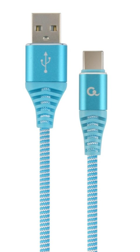 Kabel USB 2.0 - typ C(AM/CM) oplot tekstylny 2m turkusowo-biały Gembird Gembird