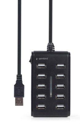 Hub USB 2.0 10-Portowy z włącznikiem Gembird (czarny) Gembird