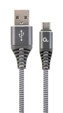 Kabel USB 2.0 - typ C (AM/CM) oplot tekstylny 1m grafitowo-biały Gembird Gembird