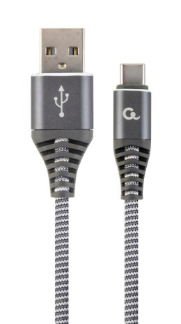 Kabel USB 2.0 - typ C(AM/CM) oplot tekstylny 2m grafitowo-biały Gembird Gembird